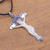 Amethyst and bone pendant necklace, 'Sparkling Sacrifice' - Amethyst and Bone Cross Pendant Necklace from Bali (image 2c) thumbail