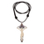 Amethyst and bone pendant necklace, 'Sparkling Sacrifice' - Amethyst and Bone Cross Pendant Necklace from Bali (image 2d) thumbail