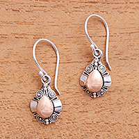 Gold-accented sterling silver dangle earrings, 'Tears of the Forest'
