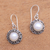 Cultured pearl dangle earrings, 'Silver-White Flowers' - Floral Silver-White Cultured Pearl Earrings from Bali thumbail