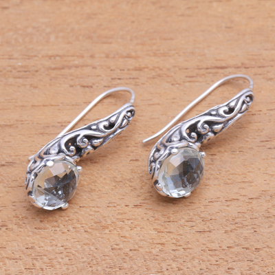 Prasiolite drop earrings, 'Forest Music' - 3.5-Carat Prasiolite Drop Earrings from Bali