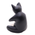 Wood sculpture, 'Meditating Tuxedo Kitty' - Wood Sculpture of a Meditating Tuxedo Cat from Bali