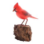 Wood sculpture, 'Perched Virginia Cardinal' - Hand-Painted Wood Virginia Cardinal Sculpture from Bali