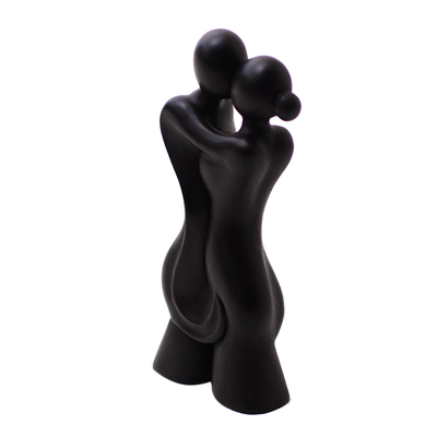 Wood sculpture, 'Young Couple' - Hand-Carved Suar Wood Romantic Sculpture from Indonesia