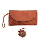 Leather wristlet, 'Easygoing in Sepia' - Leather Envelope Wristlet in Sepia from Java