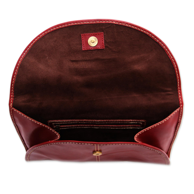 Leather handbag, 'Easygoing in Maroon' - Leather Envelope Handbag in Maroon from Java