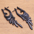 Horn drop earrings, 'Night Wings' - Hand-Carved Wing-Shaped Horn Drop Earrings from Bali