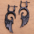 Horn drop earrings, 'Owl's Wings' - Hand-Carved Horn Wing Drop Earrings from Bali thumbail