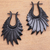 Horn drop earrings, 'Dark Frills' - Hand-Carved Frill Pattern Horn Drop Earrings from Bali thumbail