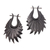 Horn drop earrings, 'Dark Frills' - Hand-Carved Frill Pattern Horn Drop Earrings from Bali (image 2a) thumbail