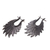 Horn drop earrings, 'Dark Frills' - Hand-Carved Frill Pattern Horn Drop Earrings from Bali (image 2c) thumbail