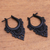 Horn drop earrings, 'Bali at Night' - Hand-Carved Floral Horn Drop Earrings from Bali