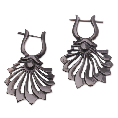 Flower-Shaped Horn Drop Earrings from Bali