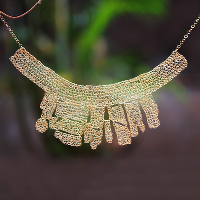 Collar llamativo de cobre chapado en oro - Collar llamativo de cobre chapado en oro de 18 k de Bali