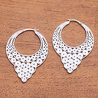 Sterling silver filigree hoop earrings, 'Circular Arrangement' - Circle Pattern Sterling Silver Filigree Hoop Earrings