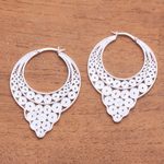 Sterling silver filigree hoop earrings, 'Circular Arrangement' - Circle Pattern Sterling Silver Filigree Hoop Earrings