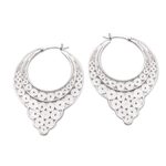 Sterling silver filigree hoop earrings, 'Circular Arrangement' - Circle Pattern Sterling Silver Filigree Hoop Earrings