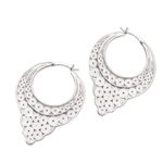 Sterling silver filigree hoop earrings, 'Circular Arrangement' - Circle Pattern Sterling Silver Filigree Hoop Earrings