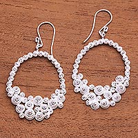 Sterling silver dangle earrings, 'Morning Baskets' - Basket-Shaped Sterling Silver Dangle Earrings from Java