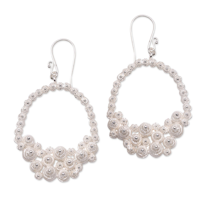 Sterling silver dangle earrings, 'Morning Baskets' - Basket-Shaped Sterling Silver Dangle Earrings from Java