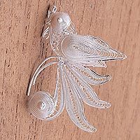Featured review for Sterling silver filigree brooch pin, Intricate Parrot