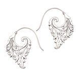 Sterling silver half-hoop earrings, 'Exciting Vines' - Vine Motif Sterling Silver Half-Hoop Earrings from Bali