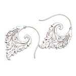 Sterling silver half-hoop earrings, 'Exciting Vines' - Vine Motif Sterling Silver Half-Hoop Earrings from Bali