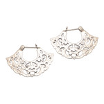 Sterling silver hoop earrings, 'Frilly Fans' - Frilly Sterling Silver Hoop Earrings from Bali