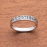 Love-Themed Sterling Silver Band Ring from Bali, 'Love Swirls'