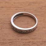 Sterling silver band ring, 'Love Swirls' - Love-Themed Sterling Silver Band Ring from Bali