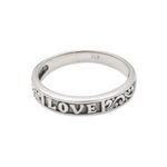 Sterling silver band ring, 'Love Swirls' - Love-Themed Sterling Silver Band Ring from Bali