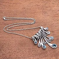 Blue topaz pendant necklace, Angels Tears