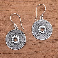 Sterling silver dangle earrings, 'Mesmerizing Rope' - Circular Rope Pattern Sterling Silver Dangle Earrings