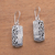 Sterling silver dangle earrings, 'Beautiful Duality' - Wave Pattern Sterling Silver Dangle Earrings from Bali (image 2) thumbail