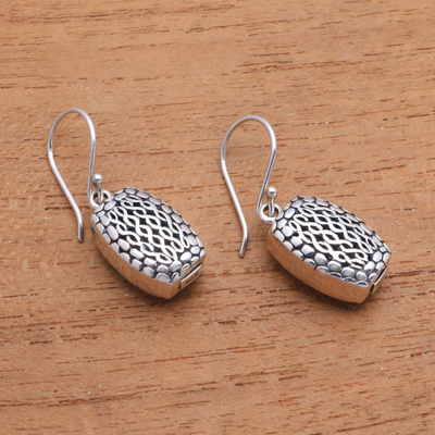Sterling silver dangle earrings, 'Snake Box' - Wavy Sterling Silver Dangle Earrings from Bali