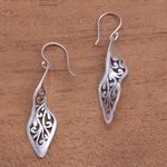 Sterling silver dangle earrings, 'Twisting Swirls' - Twisting Spiral Motif Sterling Silver Dangle Earrings