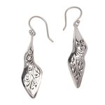 Sterling silver dangle earrings, 'Twisting Swirls' - Twisting Spiral Motif Sterling Silver Dangle Earrings