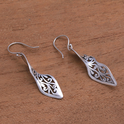Sterling silver dangle earrings, 'Twisting Swirls' - Twisting Spiral Motif Sterling Silver Dangle Earrings