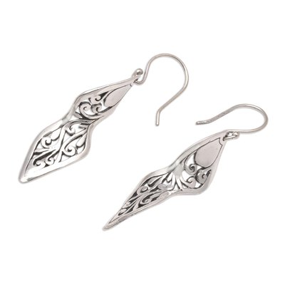 Sterling silver dangle earrings, 'Twisting Swirls' - Twisting Spiral Motif Sterling Silver Dangle Earrings