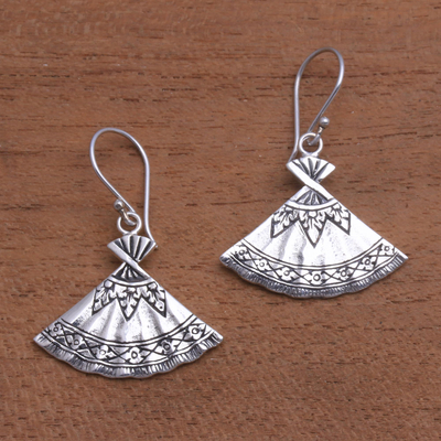 Sterling silver dangle earrings, Goddess Fans