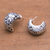 Sterling silver half-hoop earrings, 'Suspended Leaves' - Leaf Motif Sterling Silver Half-Hoop Earrings from Bali (image 2) thumbail