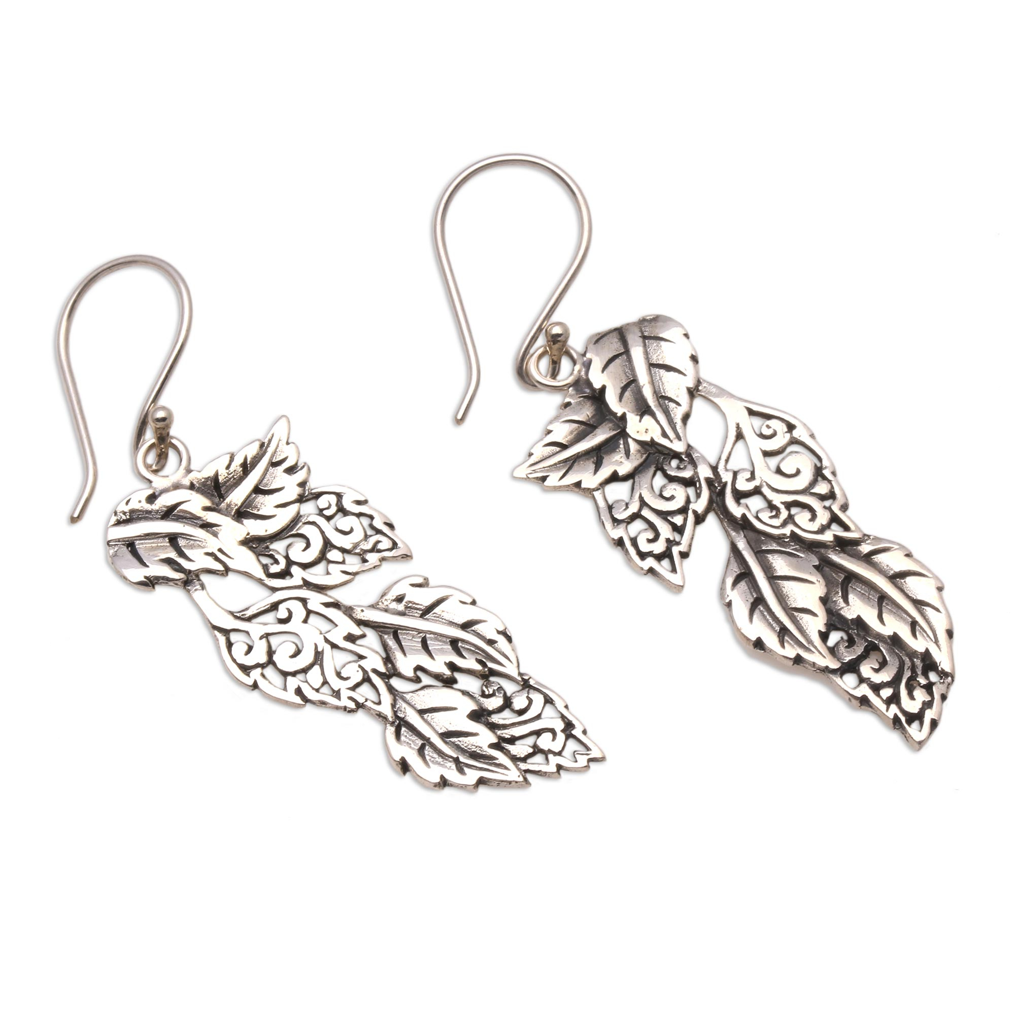 UNICEF Market | Leaf-Themed Sterling Silver Dangle Earrings from Bali ...