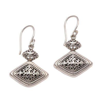 Sterling silver dangle earrings, 'Brilliant Design' - Rhombus-Shaped Sterling Silver Dangle Earrings from Bali