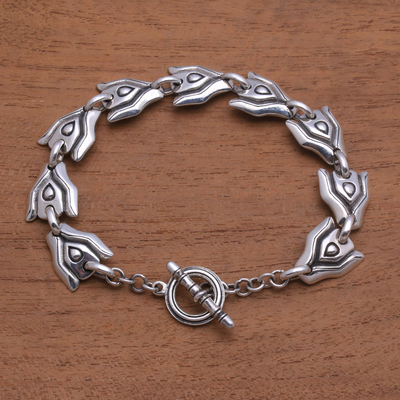 Sterling silver link bracelet, 'Nested Eyes' - Sterling Silver Link Bracelet Crafted in Bali