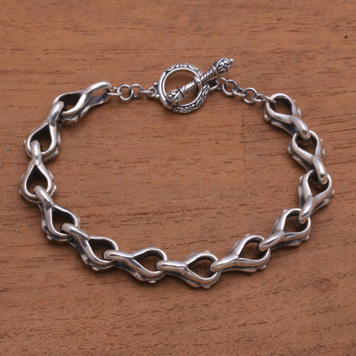 Sterling silver link bracelet, 'Bold Favor' - Bold Sterling Silver Link Bracelet from Bali
