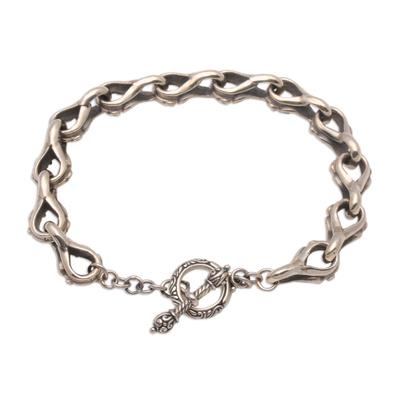 Sterling silver link bracelet, 'Bold Favor' - Bold Sterling Silver Link Bracelet from Bali