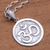 Sterling silver pendant necklace, 'Omkara Disc' - Circular Sterling Silver Om Pendant Necklace from Bali (image 2) thumbail