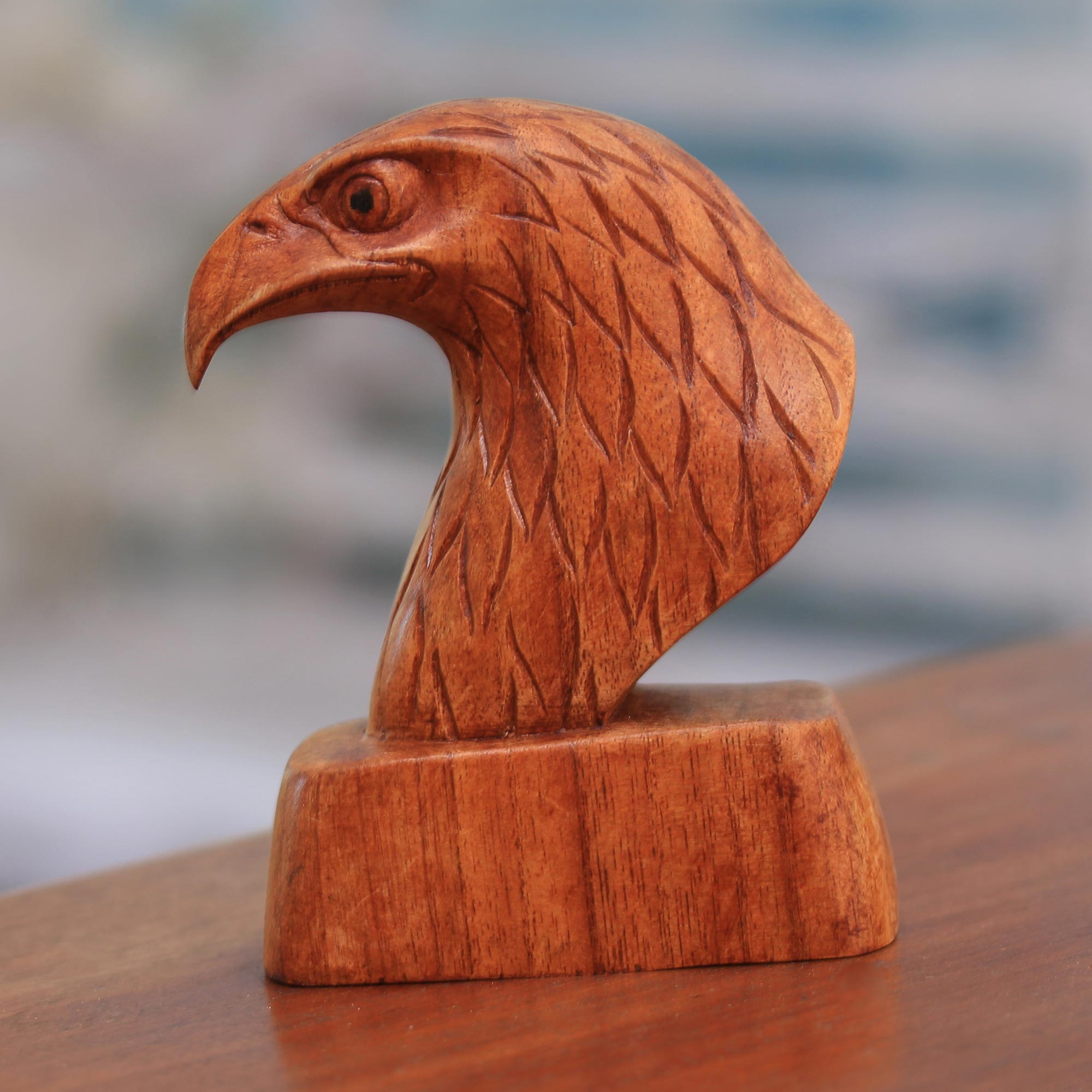 Truly Hand Carved Wooden Eagle's Head Bird Carving Mens Gifts Idea 