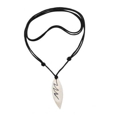 Lightning Bolt Bone and Resin Pendant Necklace from Bali
