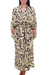 Silk robe, 'Elegant Shadow' - Leaf and Floral Motif Printed Silk Robe from Bali (image 2a) thumbail